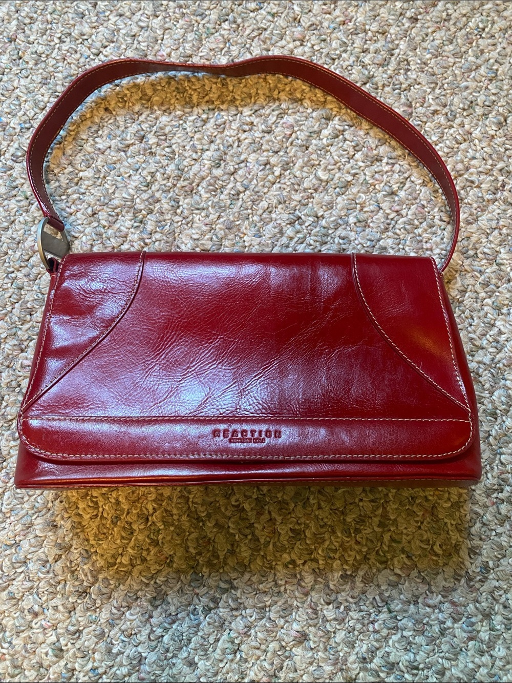Reaction Kenneth Cole Red Leather Shoulder Bag with Top Strap